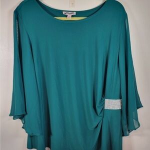 Teal Women's Top with Rhinestone Detail